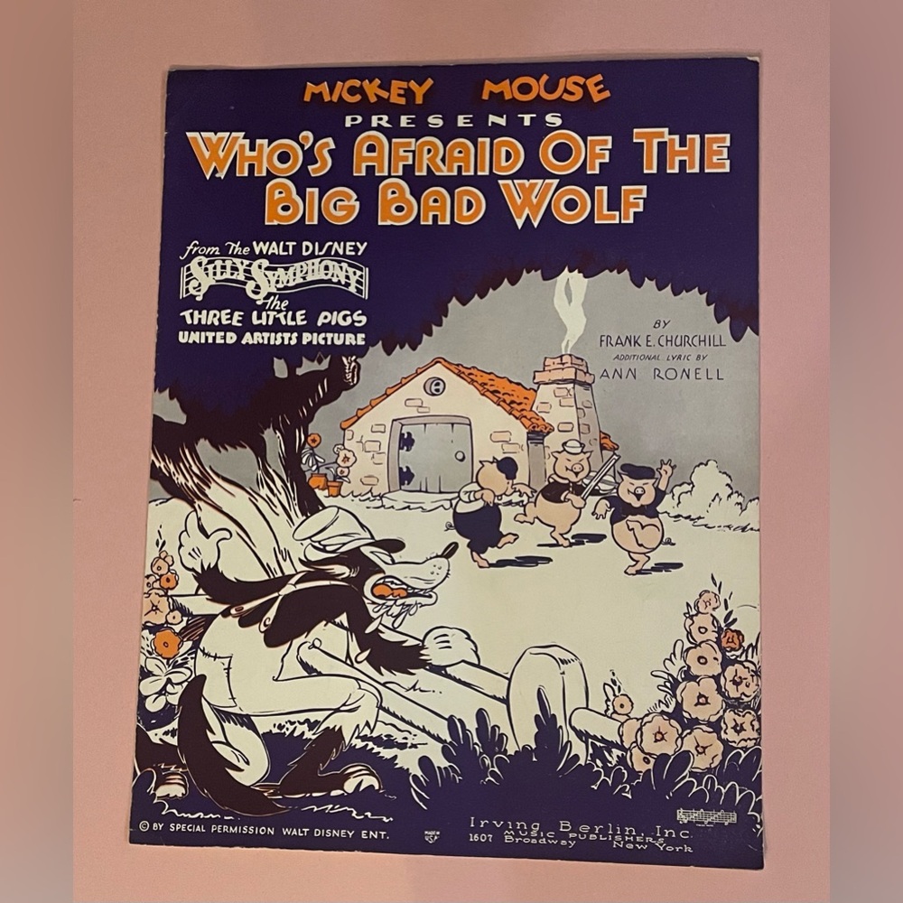 Vintage Music Sheets “Who’s Afraid of the Big Bad Wolf” Disney
